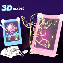 3D Drawing Board Toys Handwriting Pad Message Graphics Board Kids Doodle Sketch Writing Board Glow in the Dark Children Gifts back to the drawing board