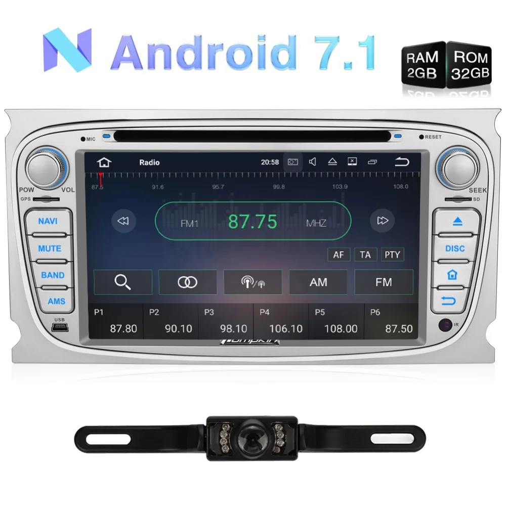 

Pumpkin 2 Din Android 7.1 Car DVD Player GPS Navigation Quad-core Car Stereo For Ford Mondeo/Focus FM Rds Radio DAB+ Headunit