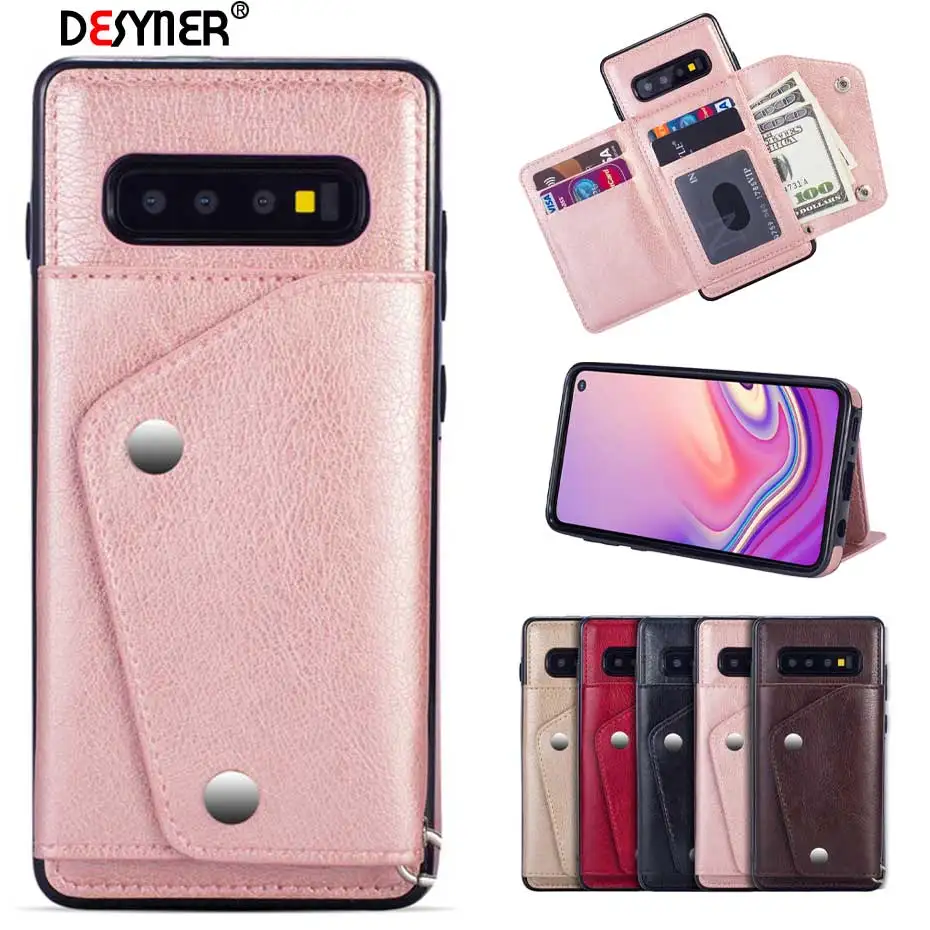 

Card Slot Holder Cover Phone Case For Samsung S10 S10e S9 S8 Plus S7 Edge Note 9 8 Luxury Leather Flip Cover Capa Holder Cases