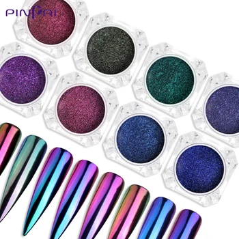 

Holographic Laser Chameleon Nail Glitter Powder 8 Colors Mirror Chrome Pigment Nail Powder Dust Manicure Nail Art Decorations