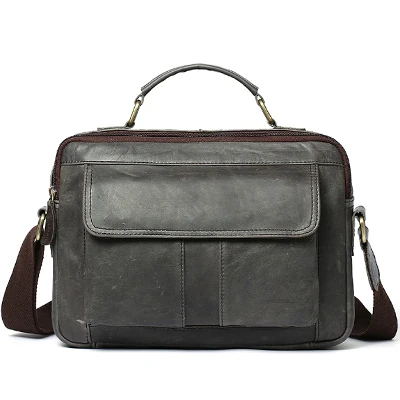 TIANHOO сумка из натуральной кожи на ремне и ручке, мужские сумки, сумки из кожи, водостойкий портфель - Цвет: gray