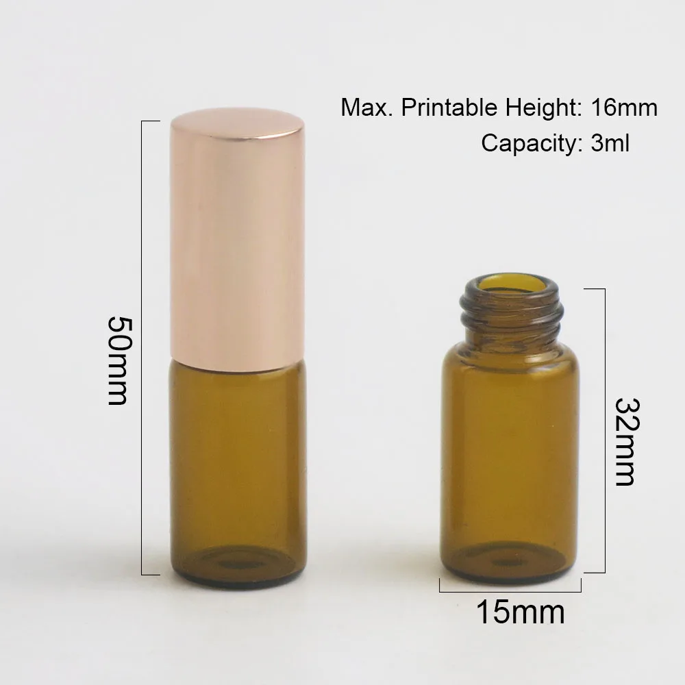 24 x 3ml Clear Glass Amber Essential Oil Roller Bottles with Glass Roller Balls Perfumes Lip 4