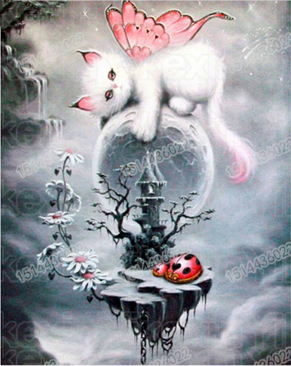 DIY Diamond Painting Cross Stitch Cartoon cat angel castle Needlework Home Decor Full Rhinestone 2019 5D Embroidery | Дом и сад
