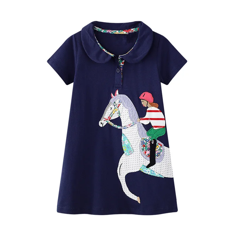 VIDMID/От 2 до 7 лет платья для маленьких девочек, Лоскутная Одежда с аппликацией для девочек от 2 до 7 лет, одежда с короткими рукавами для девочек Детская летняя одежда