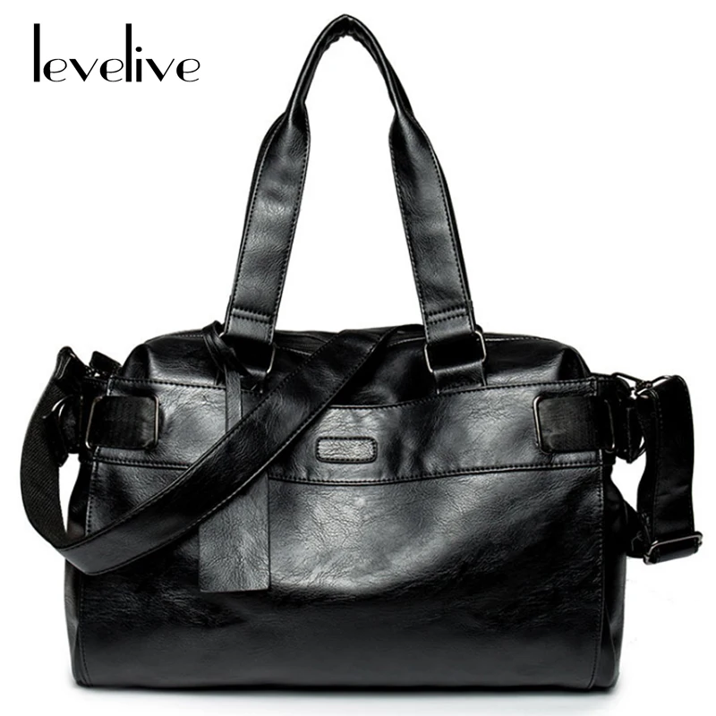 LEVELIVE 2017 Casual Men's Zipper Travel Bags Men Soft Leather