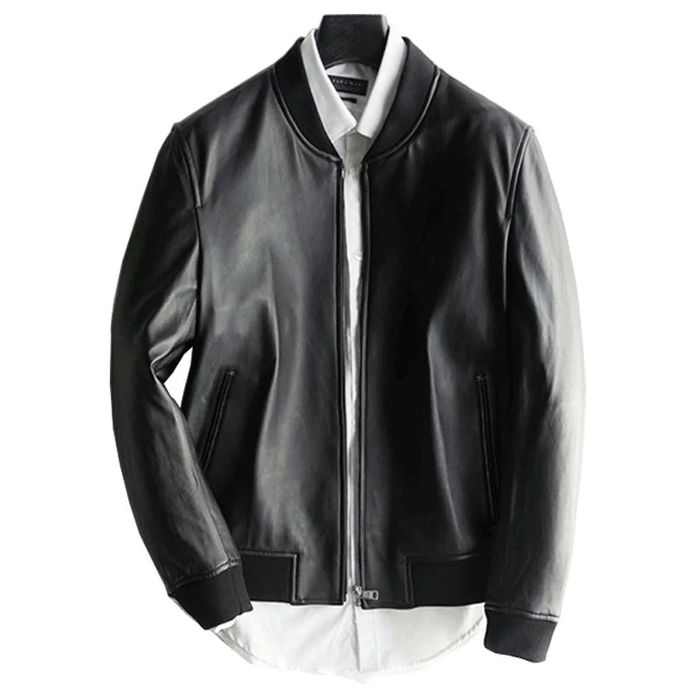 Cheap Natural Sheepskin Leather Jacket Men Fashion Short Leather