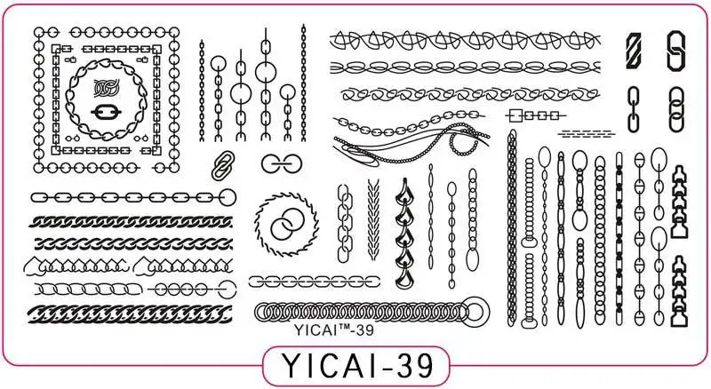 Новинка 1 шт 12,5*6,5 см металлическая цепочка панк серия пластины для штамповки ногтей YICAI-39 трафарет для ногтей шаблоны для дизайна ногтей инструменты для ногтей#39