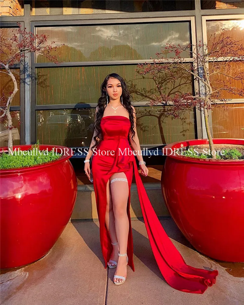 red satin mermaid dress