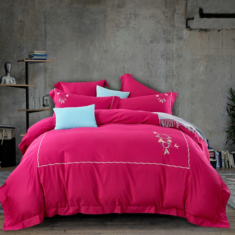 

100% Egyptian Cotton Soft Bedclothes Queen King size Bedding Sets Duvet Cover Bed Sheet set Pillowcase 4 Piece Set