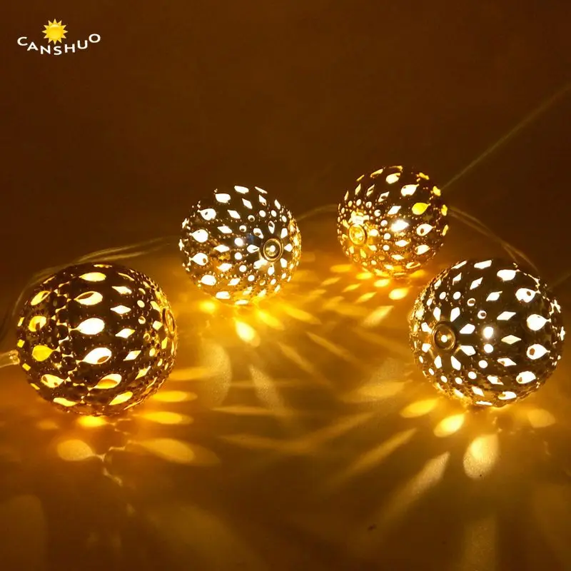 

3.5M 20 LED Moroccan Orb Golden Ball Warm White String Lights for Christmas Decoration Wedding Party Light Halloween 220V