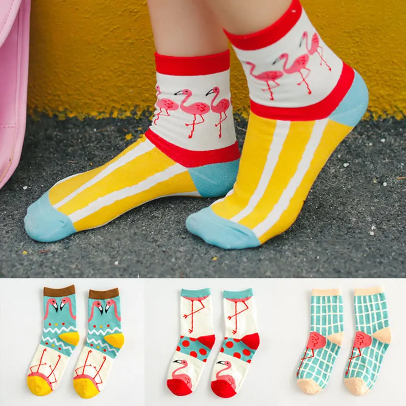 Новые хлопковые короткие носки Фламинго женские цветные Harajuku женские забавные носки Фламинго зимние дешевые винные носки для счастливой девушки