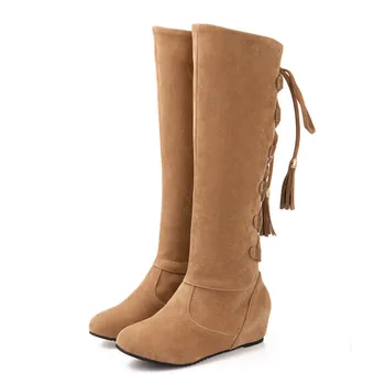 

Big Size 34-43 Knee Boots for Women Sexy Long boots Winter Autumn Shoes Round Toe Platform Knight Boots 66-28