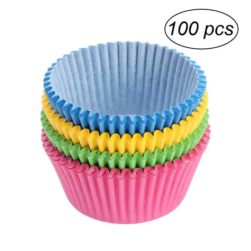 

100pcs Assorted Color Cupcake Wrappers Liners Muffin Cases Cake Cup Party Favors