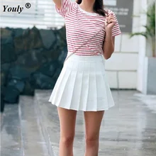 Яркие цвета в американском школьном стиле Модные женские элегантные полуплиссированные мини юбки с высокой талией повседневные юбки женские леггинсы юбки