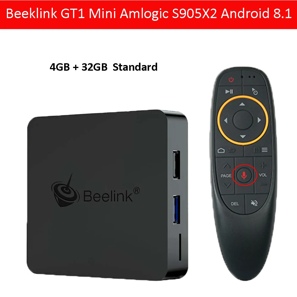 Мини ТВ-приставка Beelink GT1 Amlogic S905X2 Android 8,1 tv Box 4G DDR4 32G BT 4,0 Dual Wifi HDMI 2,0 телеприставка с голосовым управлением - Цвет: 4G 32G TV Box