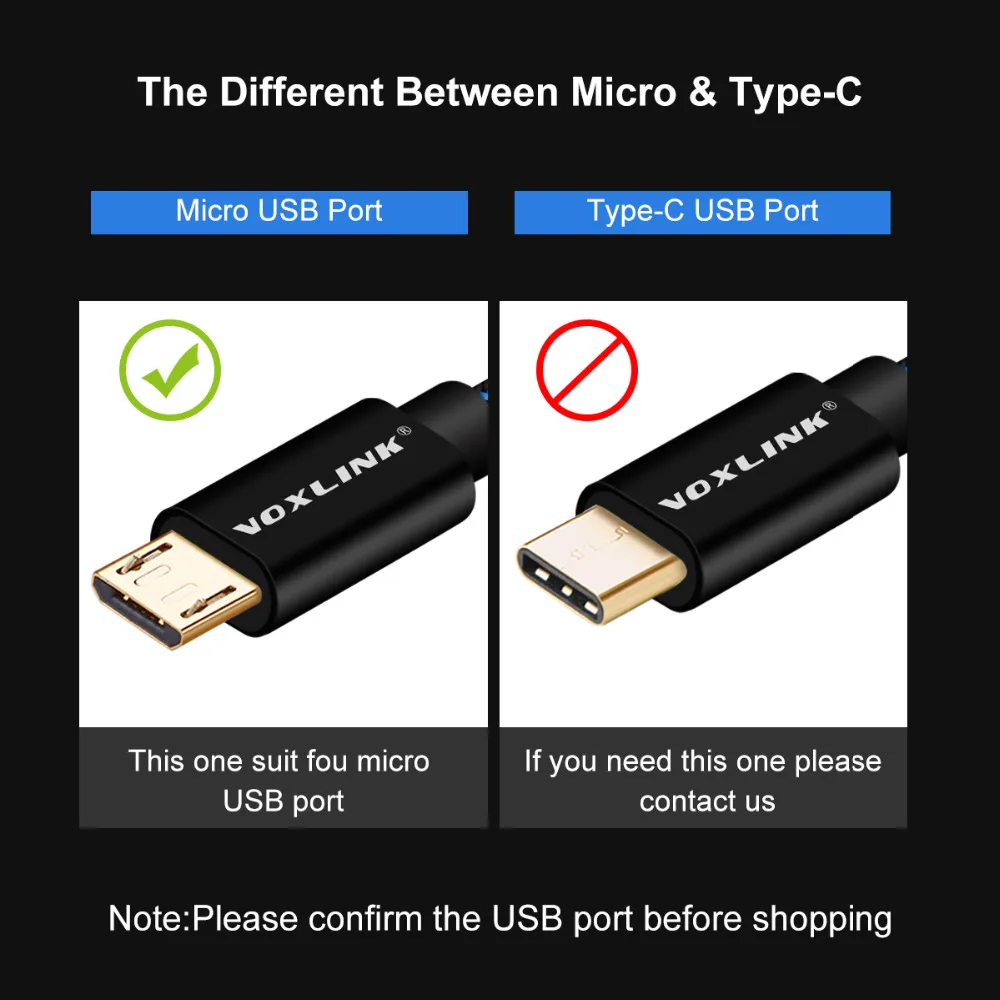 VOXLINK USB кабель 5V 2.4A Микро Нейлон Быстрая зарядка USB кабель для передачи данных для samsung Xiaomi LG планшет Android мобильный телефон зарядный шнур