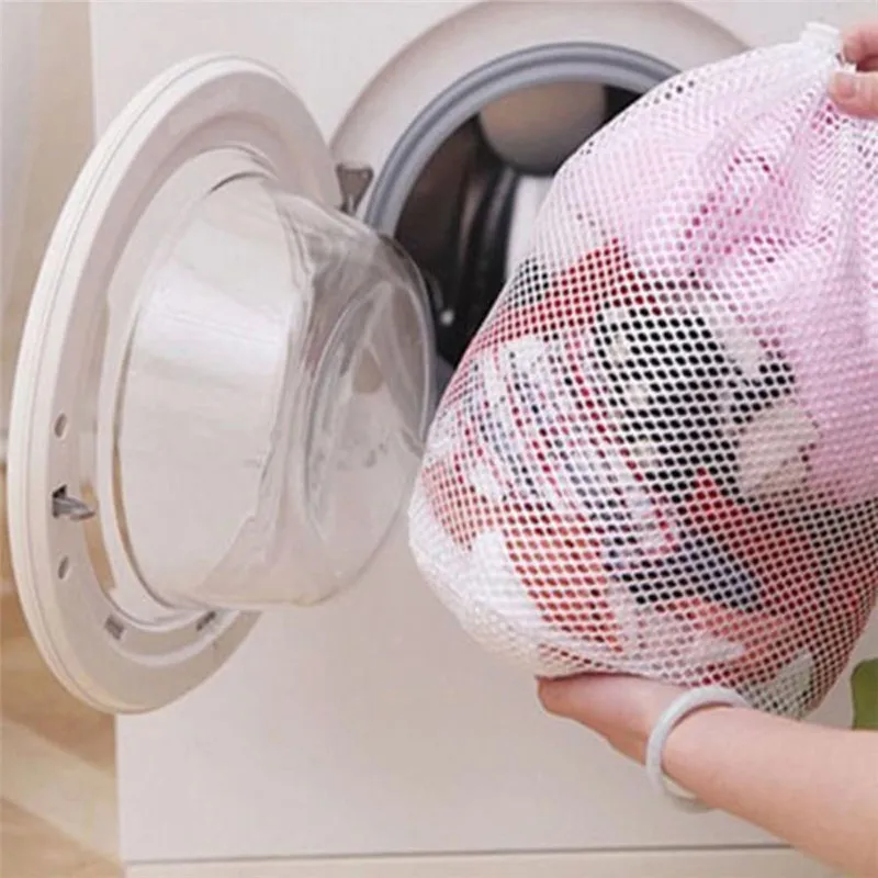 S-XL Large Drawstring Bra Underwear Laundry Bags Household Cleaning washing machine mesh holder bags white color drop ship