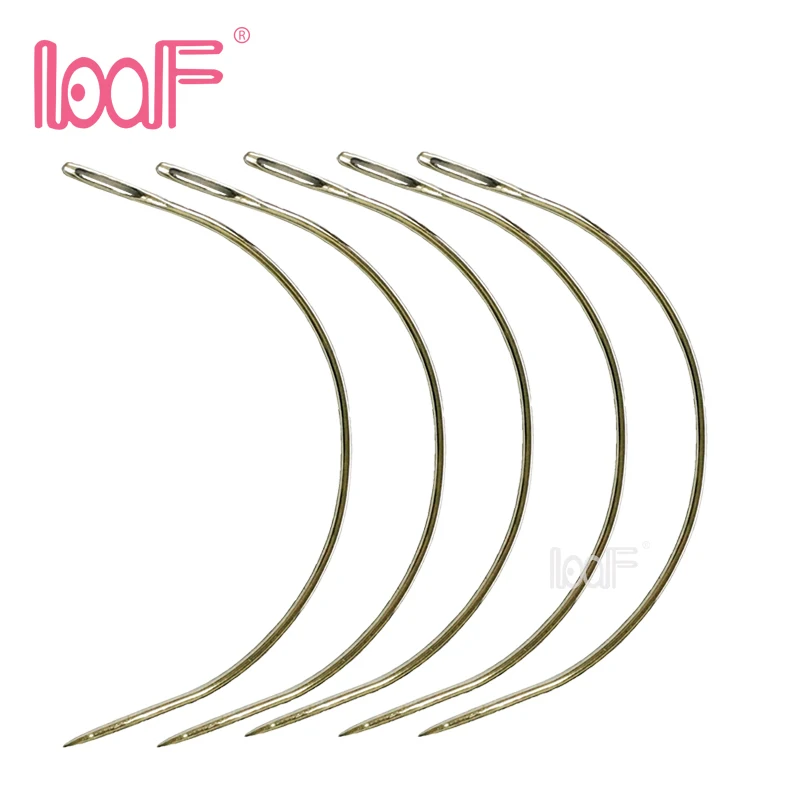 

LOOF 144pcs 9CM C Shape Curved Ventilating Needles Threader Sewing/Weaving Wig Needles for Human Hair Extension Weft Weaving