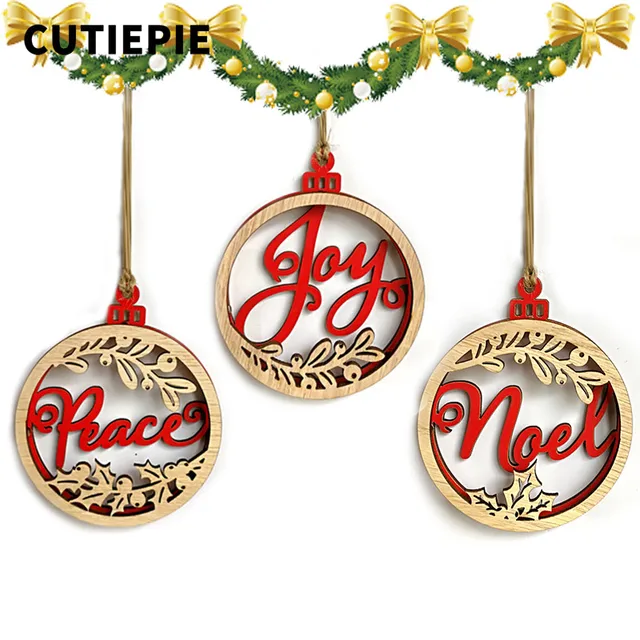 3pcslot classical peace noel joy wooden laser hollow hanging ornaments for christmas tree diy - Peace Outdoor Christmas Decorations 3pcslot classical peace noel joy wooden laser hollow hanging ornaments for christmas tree diy - Peace Outdoor Christmas Decorations