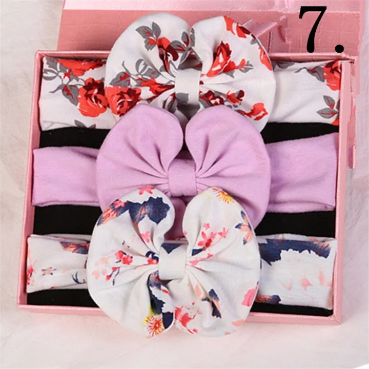 11 3Pcsset Baby Headband Headwear Wedding Gifts For Guests Gift Box Packed Children Cotton Bowknot Hairband Headwear Party Decor