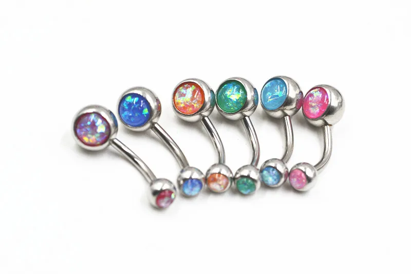 50pcs Opal Gem Belly Button Rings Sexy Woman Belly Piercing Barbell Surgical Steel Navel Piercing Women Fashion Body Jewelry NEW image_0