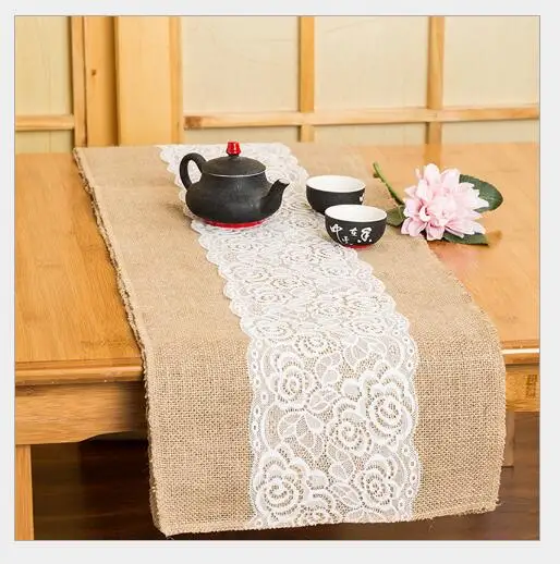 

Lace 275 cm by 30 cm by white lace table trim natural linen lace wedding decoration.