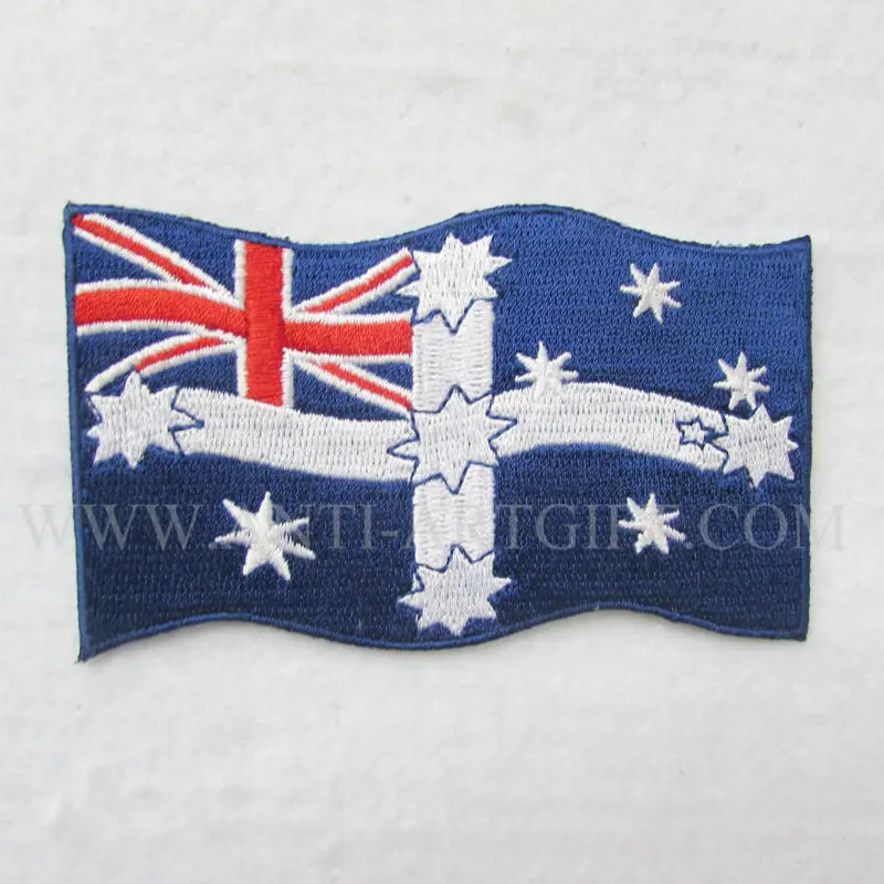 

Custom Embroidery Patches 3.5" country flag patch merrow high quality No MOQ iron-on the back.