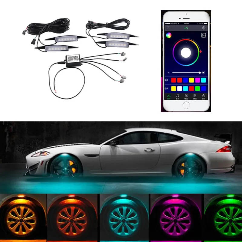 APP control Car RGB LED Wheel Eyebrow Neon Lights Fender Under Side font b Lamp b
