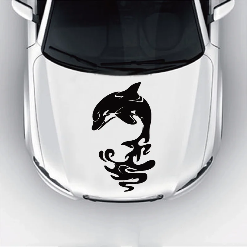 

Jumping Dolphin Design Art Vinyl Car Hood Sticker Cartoon Animal Car Decal for Car Head Door Decoration CA1305