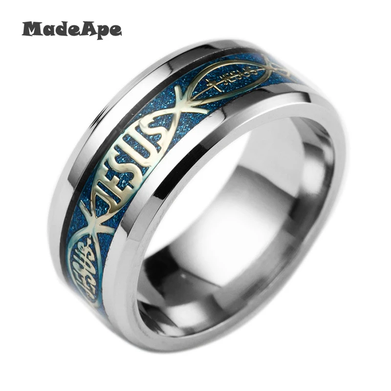 MadApe большой Размеры 8 мм светящиеся кольца Для женщин Нержавеющая сталь греческие люминесцентные Светящиеся Кольца для Для женщин свадебные аксессуары - Цвет основного камня: Blue