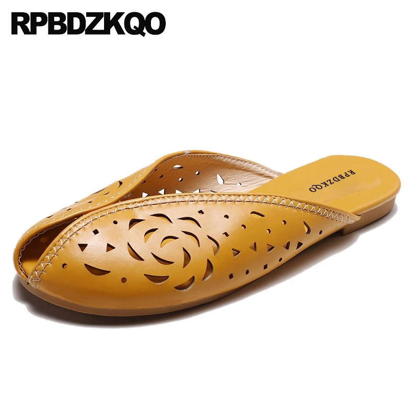 

summer green designer slippers korean mules holiday ladies slides yellow women sandals flat casual shoes peep toe 2019 slip on