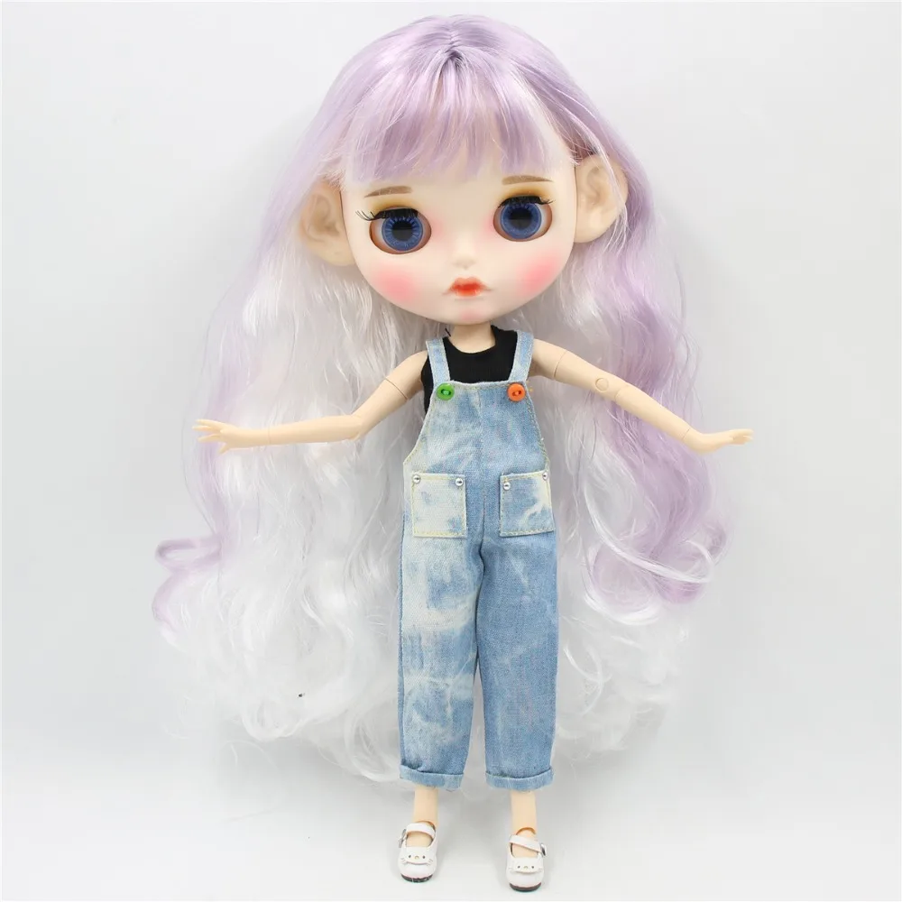 Ледяная кукла DBS Blyth 1/6 bjd белая кожа сужение тела фиолетовые белые волосы Новые