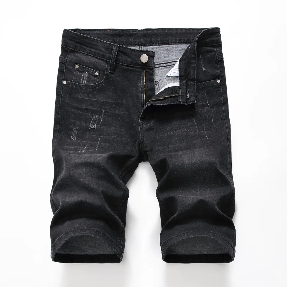 black denim shorts ripped mens