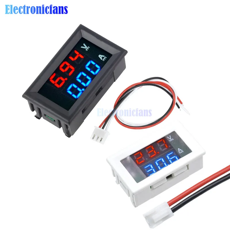 

0.56" Blue Red Dual LED Display Mini Digital Voltmeter Ammeter DC 100V 10A Panel Amp Volt Current Meter Tester Black/White Case