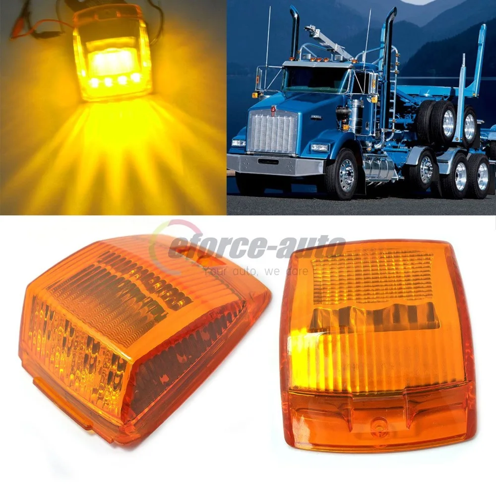 

CYAN SOIL BAY 2x 17-LED AMBER ROOF TOP CAB SIDE MARKER FOR KENWORTH TRUCK TRAILER LIGHT LAMPS 12V 24V