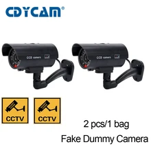 2pcs(1 bag) Fake Dummy Camera CCTV Surveillance Camera Shop Home Security With LED Light Fake Camera Waterproof Outdoor Camera