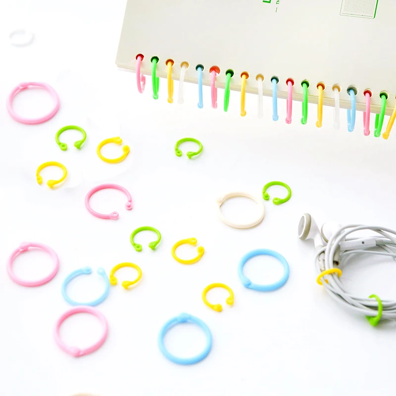 

12pcs Creative Plastic Multifunction Circle Ring DIY Albums Loose Leaf Book Binder Hoops Colorful Notebook Circle Ring Key Rings