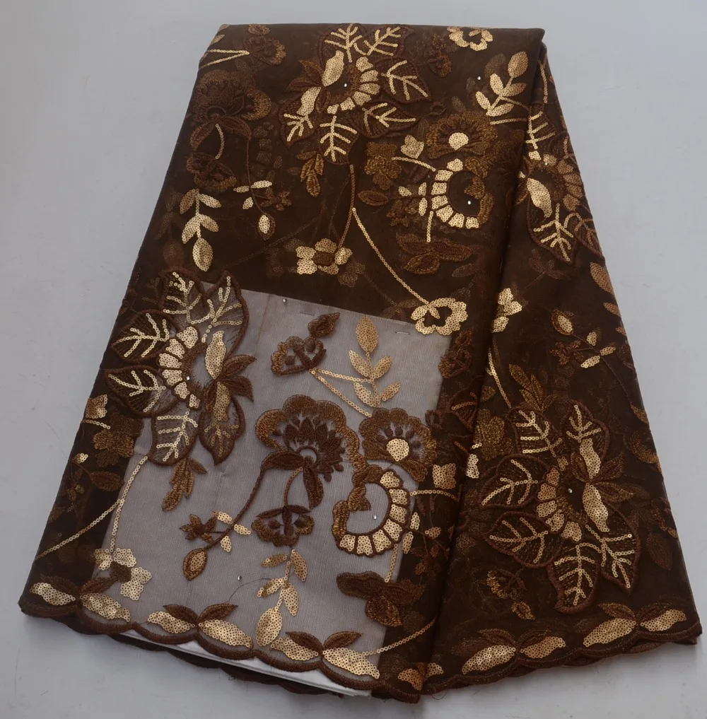 

Organza Lace Fabric High Quality Best Design With Sequins Nigerian African Tulle Lace Fabric For Evening