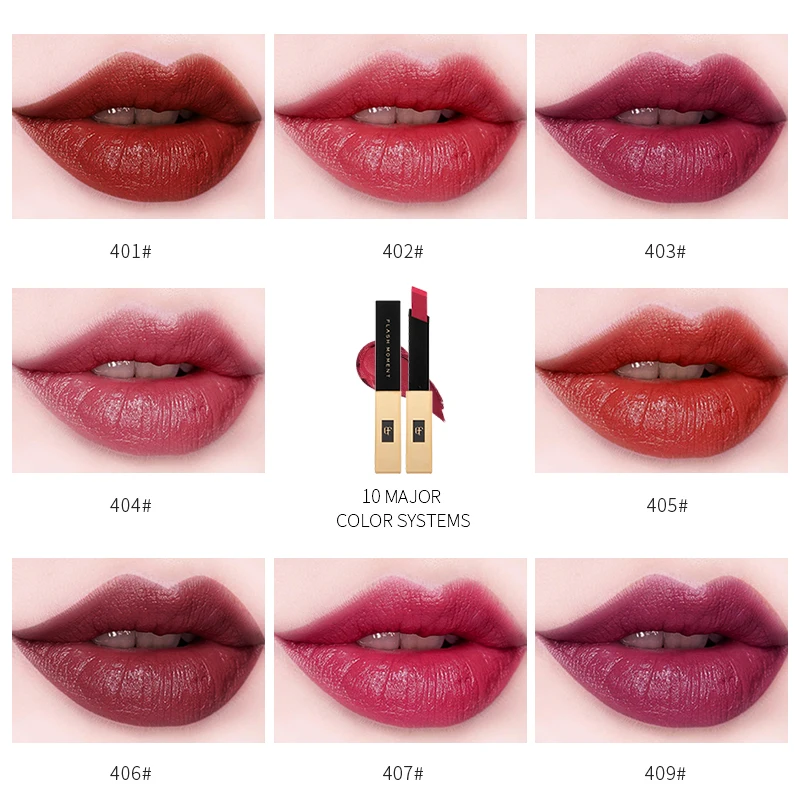 Luxury Korean Red Matte Lipstick Waterproof Long Lasting Velvet Lip Tint Peach Chocolate Color Nude Lip 3