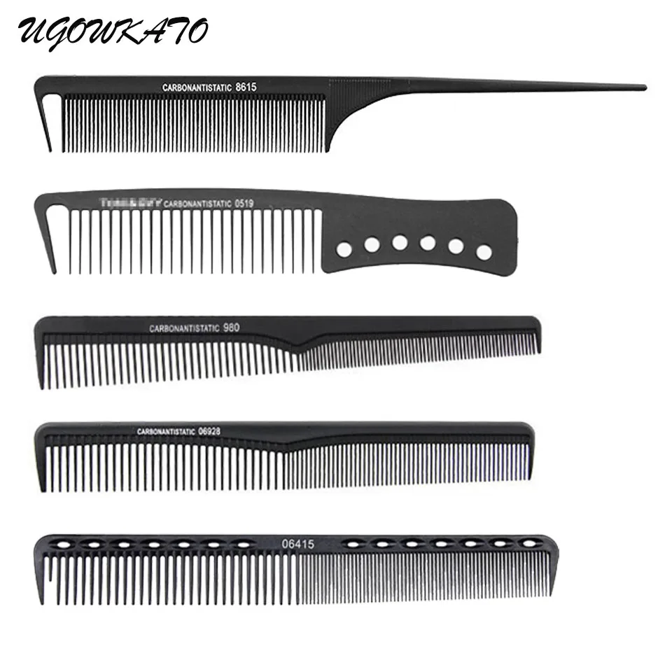 

5pcs/Set Professional Hair Brush Comb Salon Anti-static Black Hair Combs Hair Cutting Styling Carbon Combs Set Hairdressing Tool