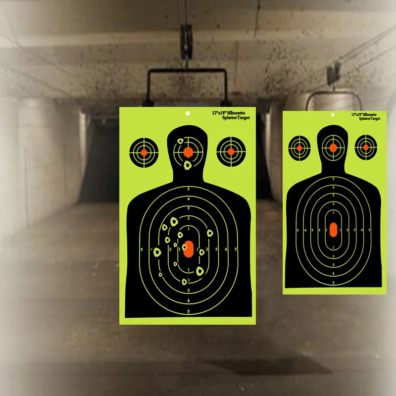 12" Shooting Target Pack Silhouette Splatter Glowshot Gun Rifle Shooting 10 Pack 
