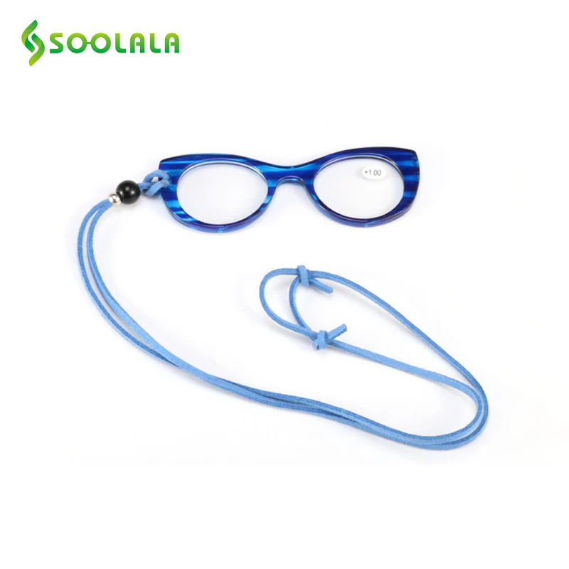 SOOLALA Hanging Neck Reading Glasses Men Women Hyperopia Presbyopic Glasses Cat Eyes Reading Glasses +1.0 1.5 2.0 2.5 3.0 3.5