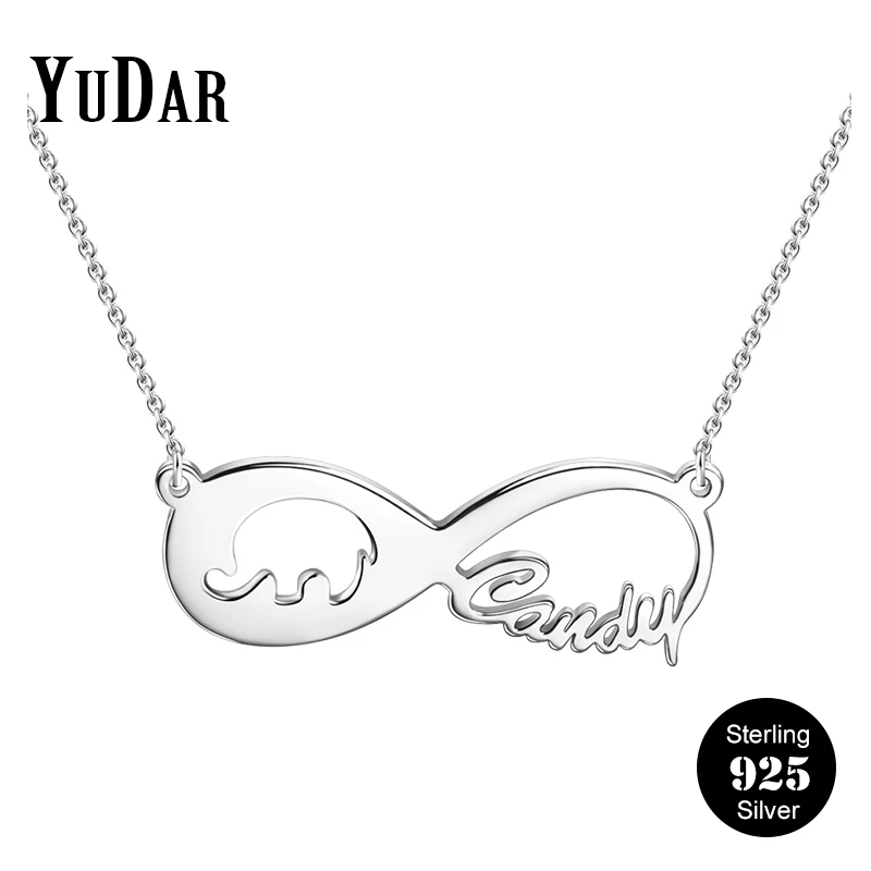 

Infinity Name Personalized 925 Sterling Silver Necklace Elephant Design and Custom Name Necklace Memory Gift for Her YDS-1007