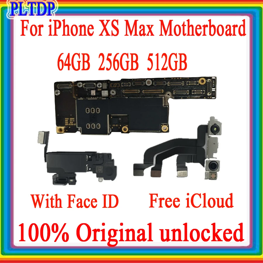 

Original unlocked Motherboard For iPhone XS Max mainboard MB With Face ID Single/ Double Card, Free iCloud With Full Chips
