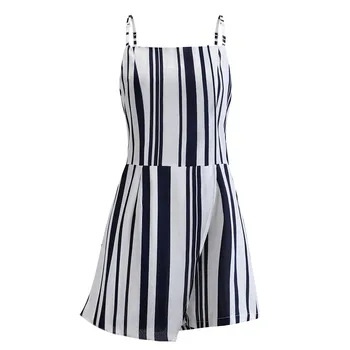 

Summer Women Casual Stripe Sleeveless Backless Playsuit Clubwear Jumpsuit Romper combi pantalon femme harem jumpsuit #9
