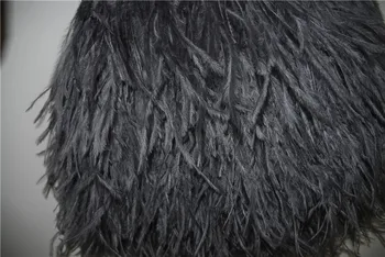 

Free Shipping 10 Yards/lot dark grey Ostrich feather Trim Fringe ostrich feather fring 5-6inch wide for wedding dress