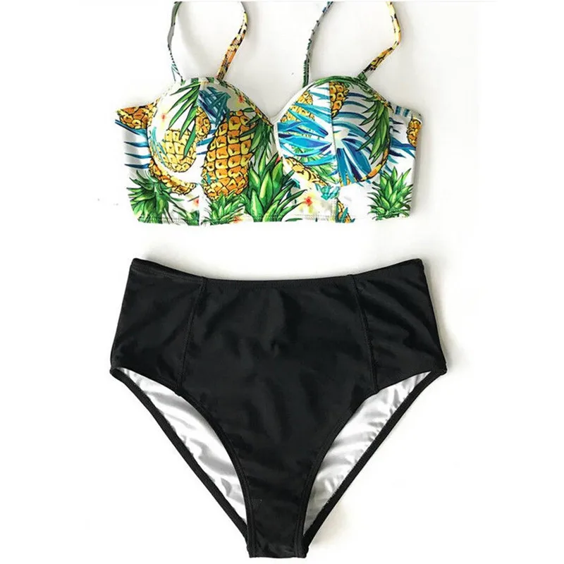 Women Bikini Swimwear Bathing Suit Triangle Swimsuit Pineapple Bandage Beachwear Brazilian-in 