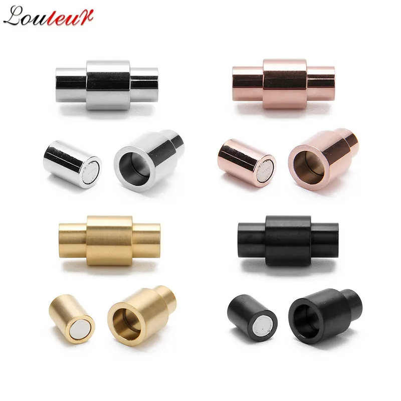

LOULEUR 2pcs Gold Color Stainless Steel Magnetic Clasps 6mm Leather Cord Bracelet Connectors For DIY Jewelry Making Accessories