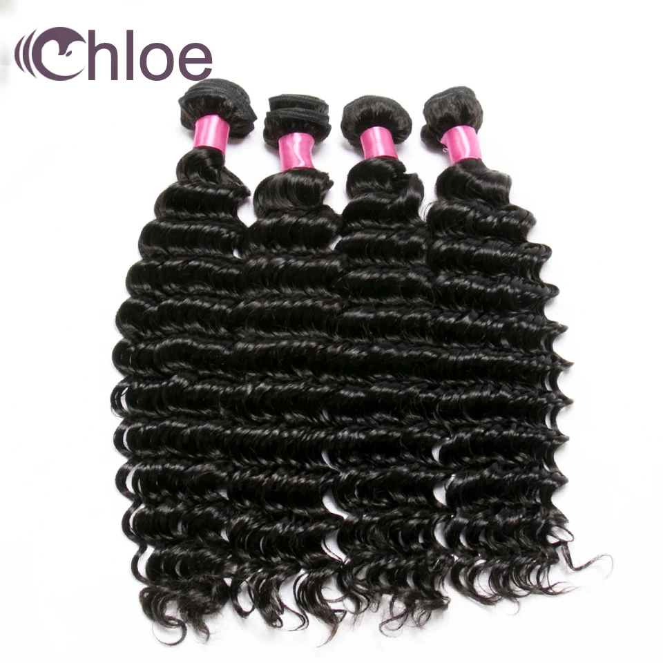 Chloe волосы глубокая волна бразильские волосы плетение пучки 4 пучка пучок натуральных волос пучки Натуральные Цветные волосы Реми наращивание