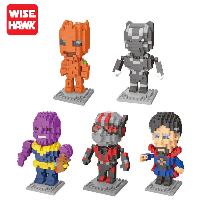 

WiseHawk Nanoblock Super Hero Black Panther Groot Action Figure Toys Diamond Building Block Constructor Toy For Adult Children